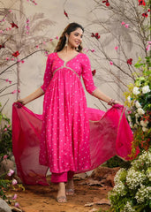 Georgette Anarkali Kurta Set with Dupatta