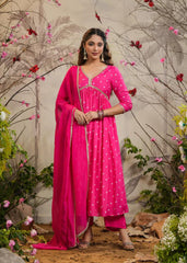 Georgette Anarkali Kurta Set with Dupatta