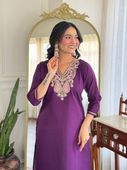 Stylish Straight Kurta Pant Set with Ombre Dupatta