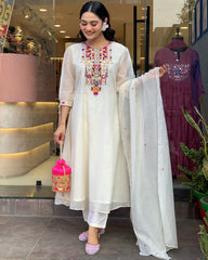 Festive Straight Kurta Ensemble with Dupatta