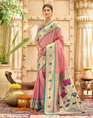 Elegant Lime Green Silk Saree with Golden Zari & Floral Weaving