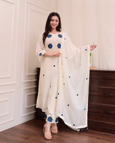 Embroidered Kurti Set with Matching Dupatta