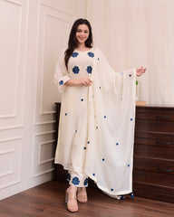 Embroidered Kurti Set with Matching Dupatta