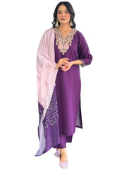 Stylish Straight Kurta Pant Set with Ombre Dupatta