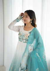 "Serene Garden" Floral Print Anarkali Set