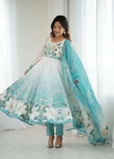 "Serene Garden" Floral Print Anarkali Set