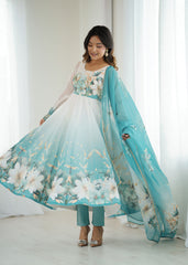 "Serene Garden" Floral Print Anarkali Set