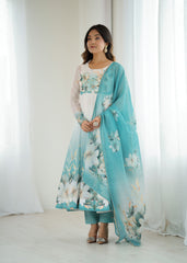 "Serene Garden" Floral Print Anarkali Set