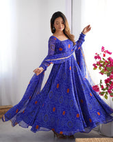 Bandhani Anarkali gown with Dupatta