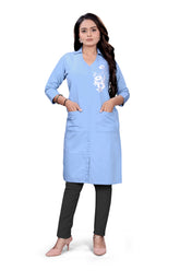 Embroidery Butta Light Blue Denim Kurti with Floral Embroidery