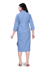 V Collar Effortless Chic Denim Tunic Dress