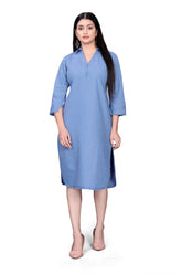 V Collar Effortless Chic Denim Tunic Dress