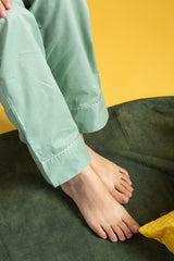 Mint Green Embroidered Kurta Set with Printed Dupatta