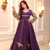 Royal Purple Embroidered Anarkali Gown