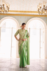 Embroidered Green Saree with Stylish Blouse