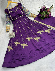 Royal Purple Embroidered Anarkali Gown