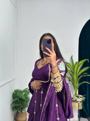 Royal Purple Embroidered Anarkali Gown