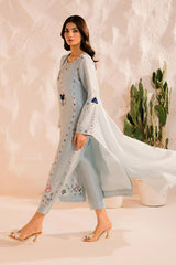 Minimalist blue embroidered suit set with elegant design