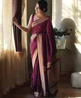 Rich Wine Red Festive Wear Saree Traditional Silk Blend Saree for Weddings