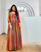 Radiant Multicolor Striped Anarkali Gown