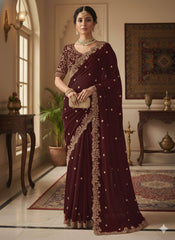 Saree with Silver Embroidery.