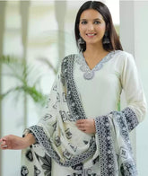 Royal Ivory – Pure Muslin Original Jacquard Work 3Pcs Suit Set