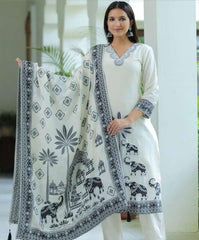 Royal Ivory – Pure Muslin Original Jacquard Work 3Pcs Suit Set