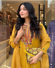 Pure Mul Chanderi Sunshine Yellow Kurta Set with Dupatta