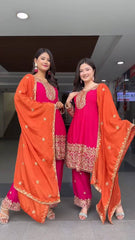 Stylish Suit Set with Rich Embroidery