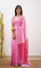 Elegant Soft Lilan Slab Saree with Minimal Weave Detailing