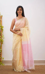Elegant Soft Lilan Slab Saree with Minimal Weave Detailing