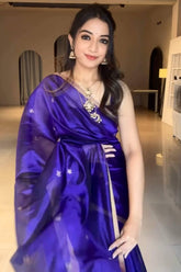 Royal Purple Silk Saree with Golden Zari Border & Subtle Star Motifs