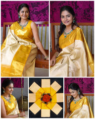 Golden Silk Saree with Rich Zari Border