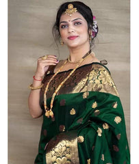 Luxury Black Banarasi Saree with Intricate Golden Motifs
