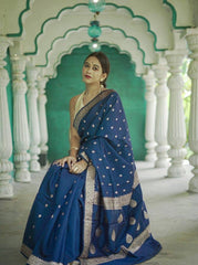 Royal Blue Banarasi Silk Saree