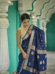 Royal Blue Banarasi Silk Saree