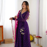 Elegant Anarkali Set with Dupatta and Tassel Detailing