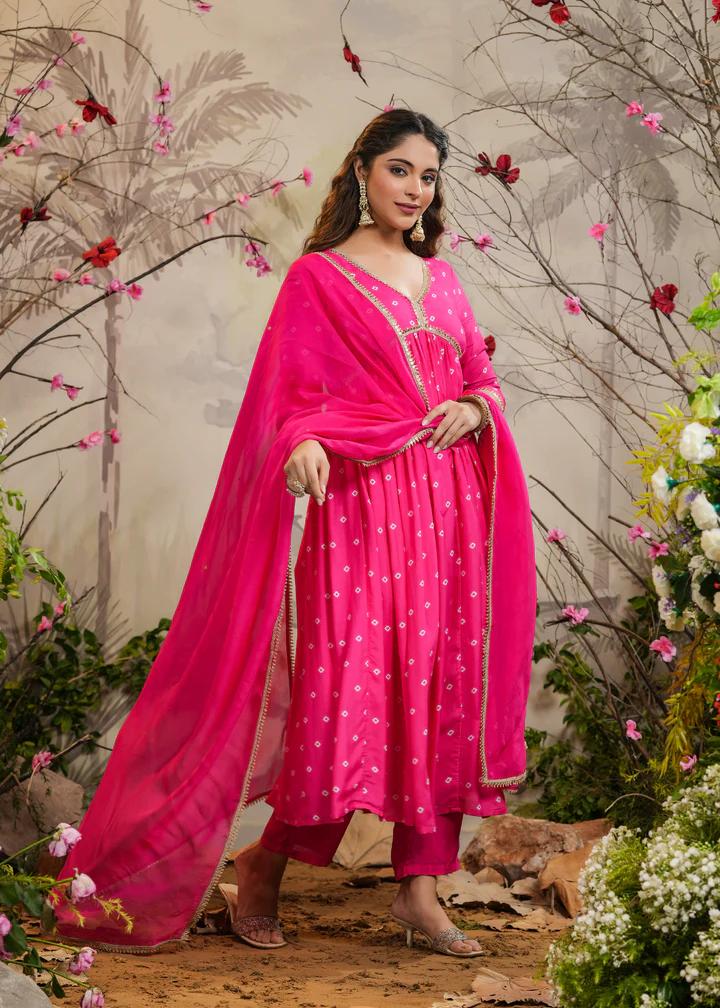 Georgette Anarkali Kurta Set with Dupatta