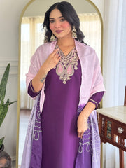 Stylish Straight Kurta Pant Set with Ombre Dupatta