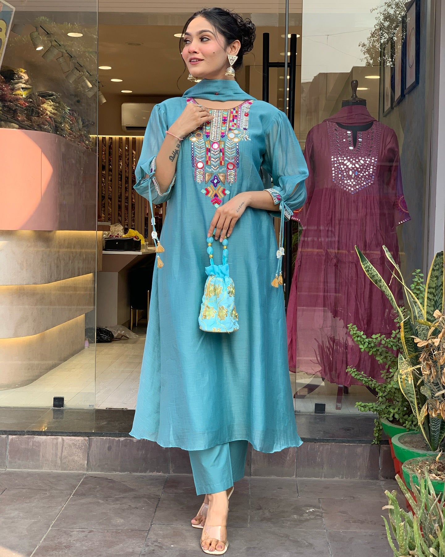Festive Straight Kurta Ensemble with Dupatta