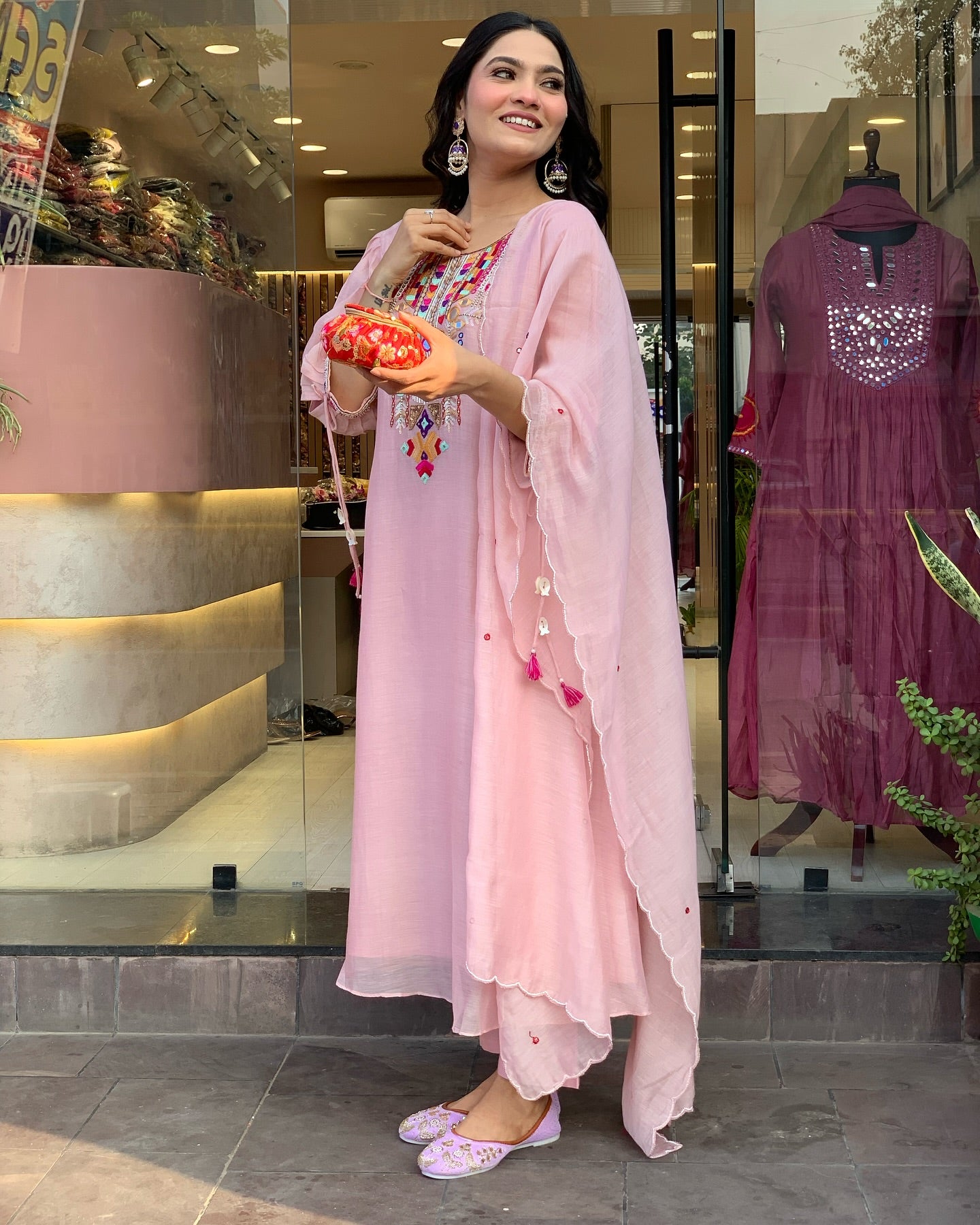 Festive Straight Kurta Ensemble with Dupatta