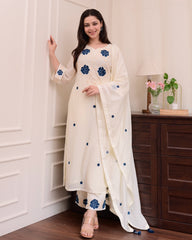 Embroidered Kurti Set with Matching Dupatta