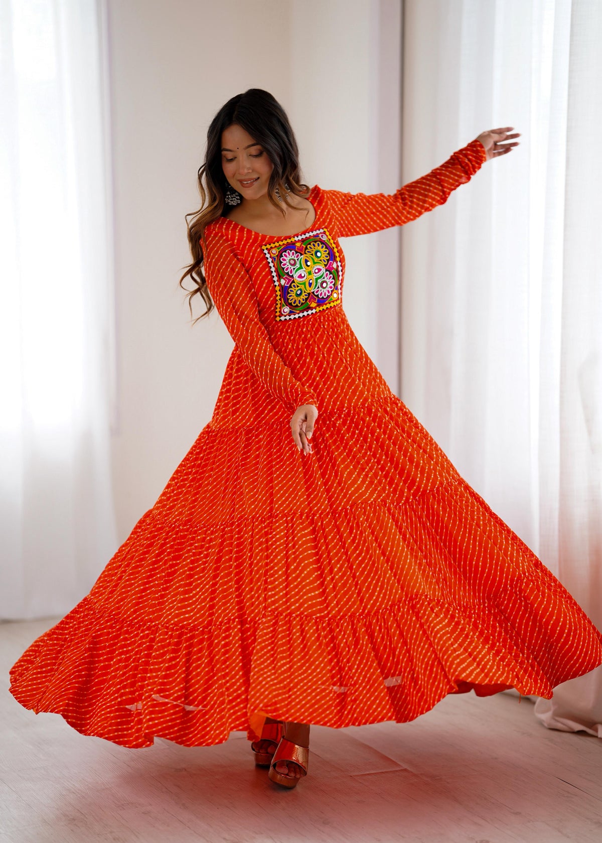 Heavy Pure Soft Fox Georgette Laheriya Print Gown