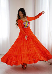 Heavy Pure Soft Fox Georgette Laheriya Print Gown