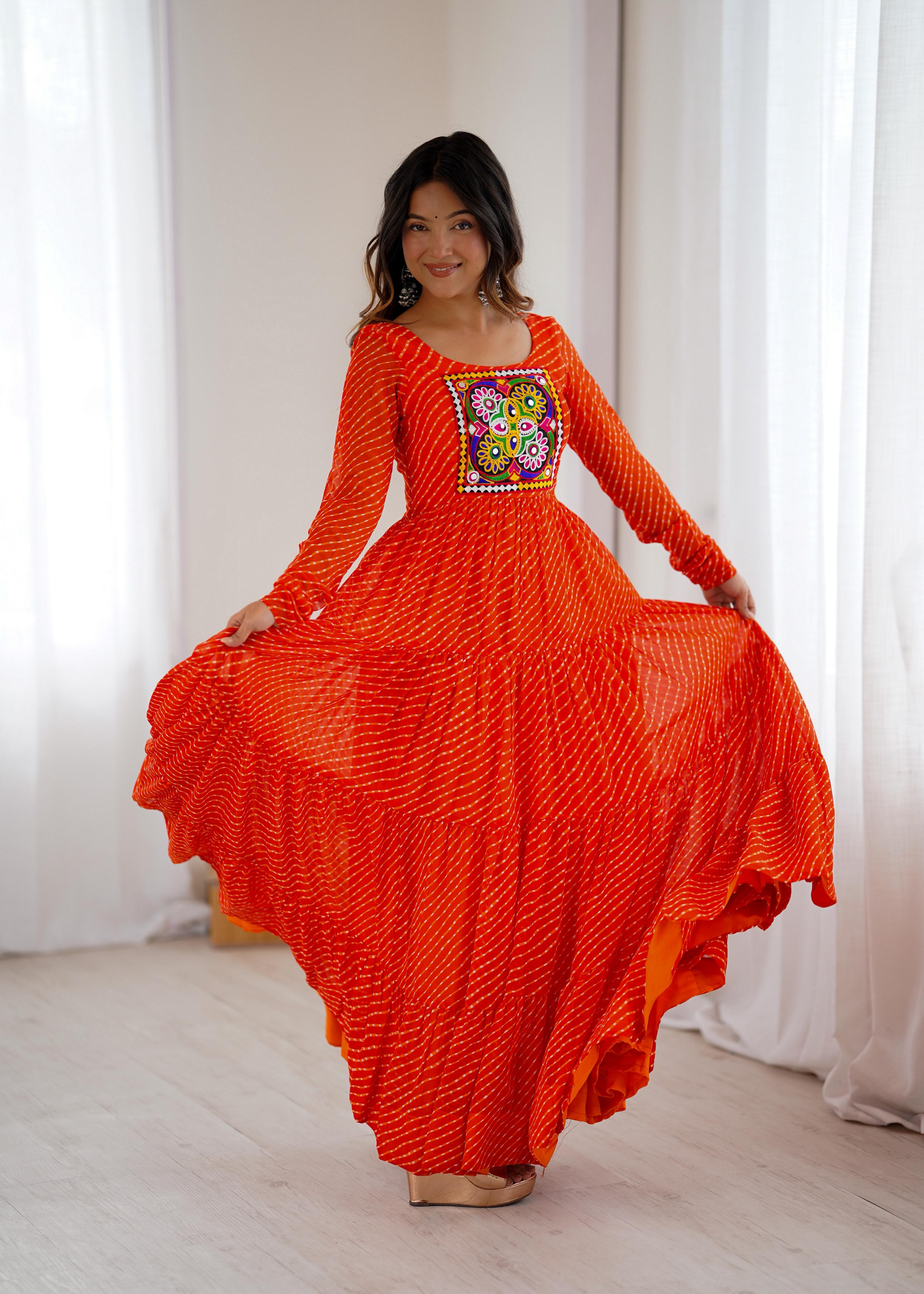 Heavy Pure Soft Fox Georgette Laheriya Print Gown