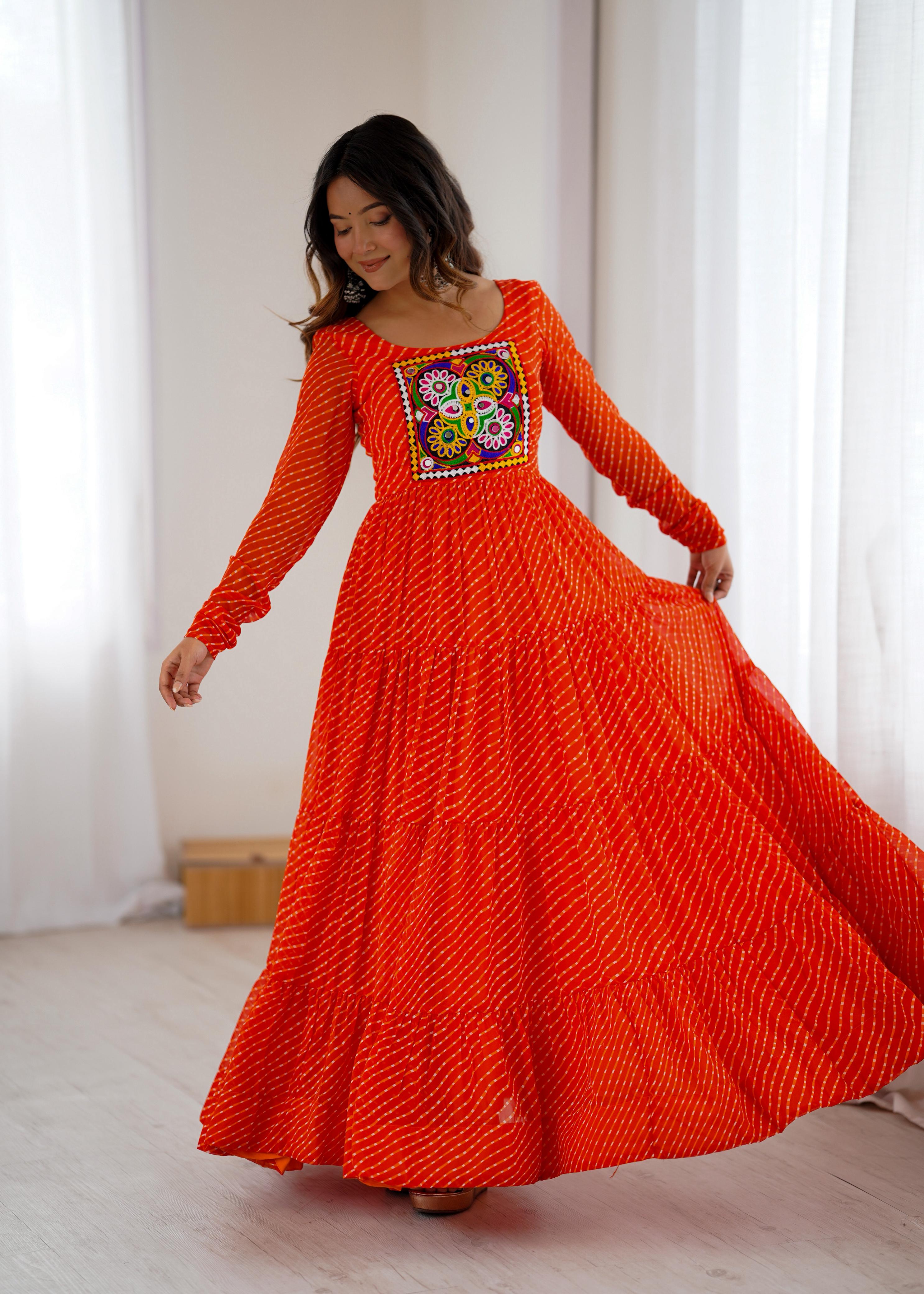 Heavy Pure Soft Fox Georgette Laheriya Print Gown