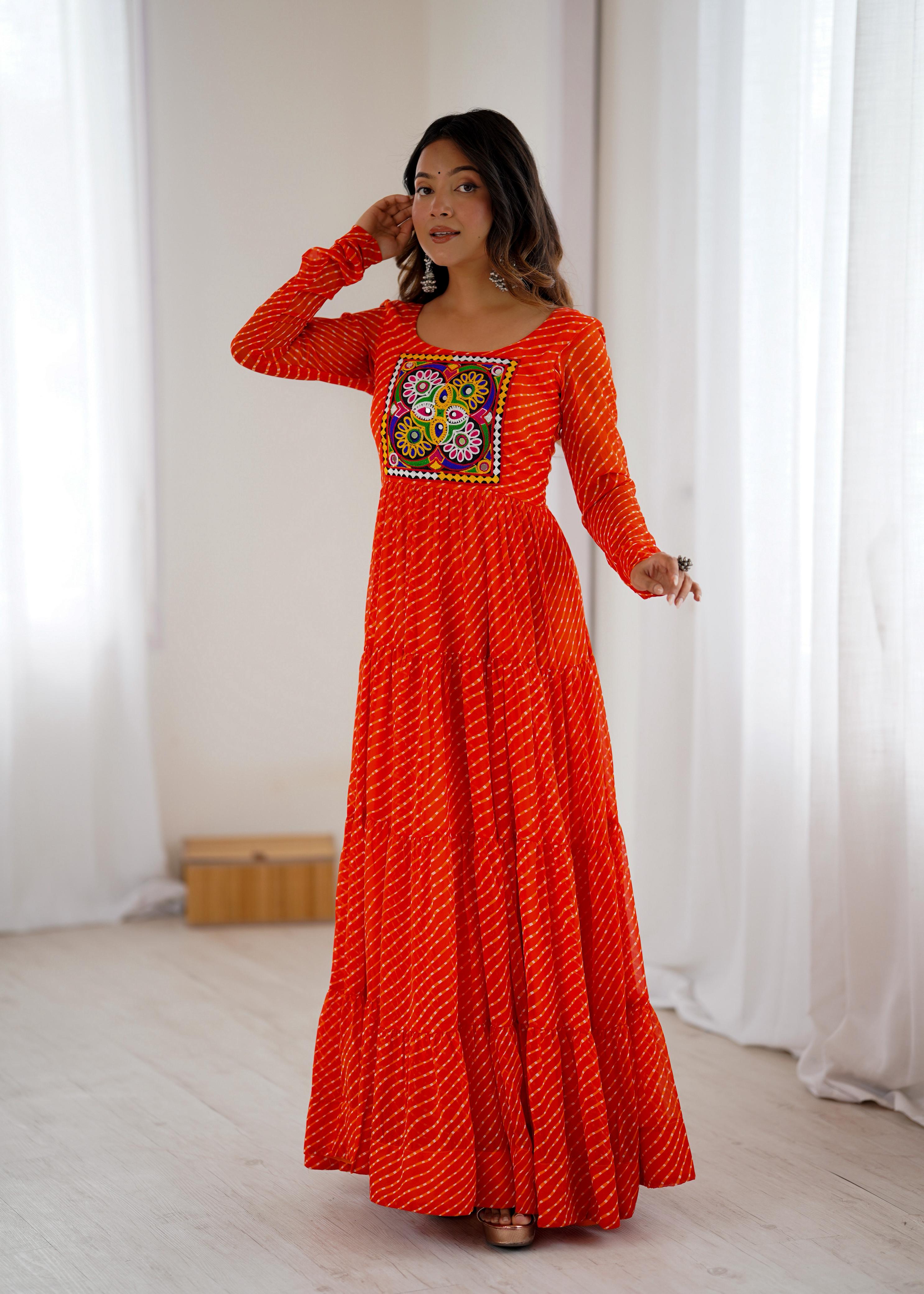 Heavy Pure Soft Fox Georgette Laheriya Print Gown