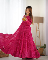 Heavy Pure Soft Fox Georgette Laheriya Print Gown