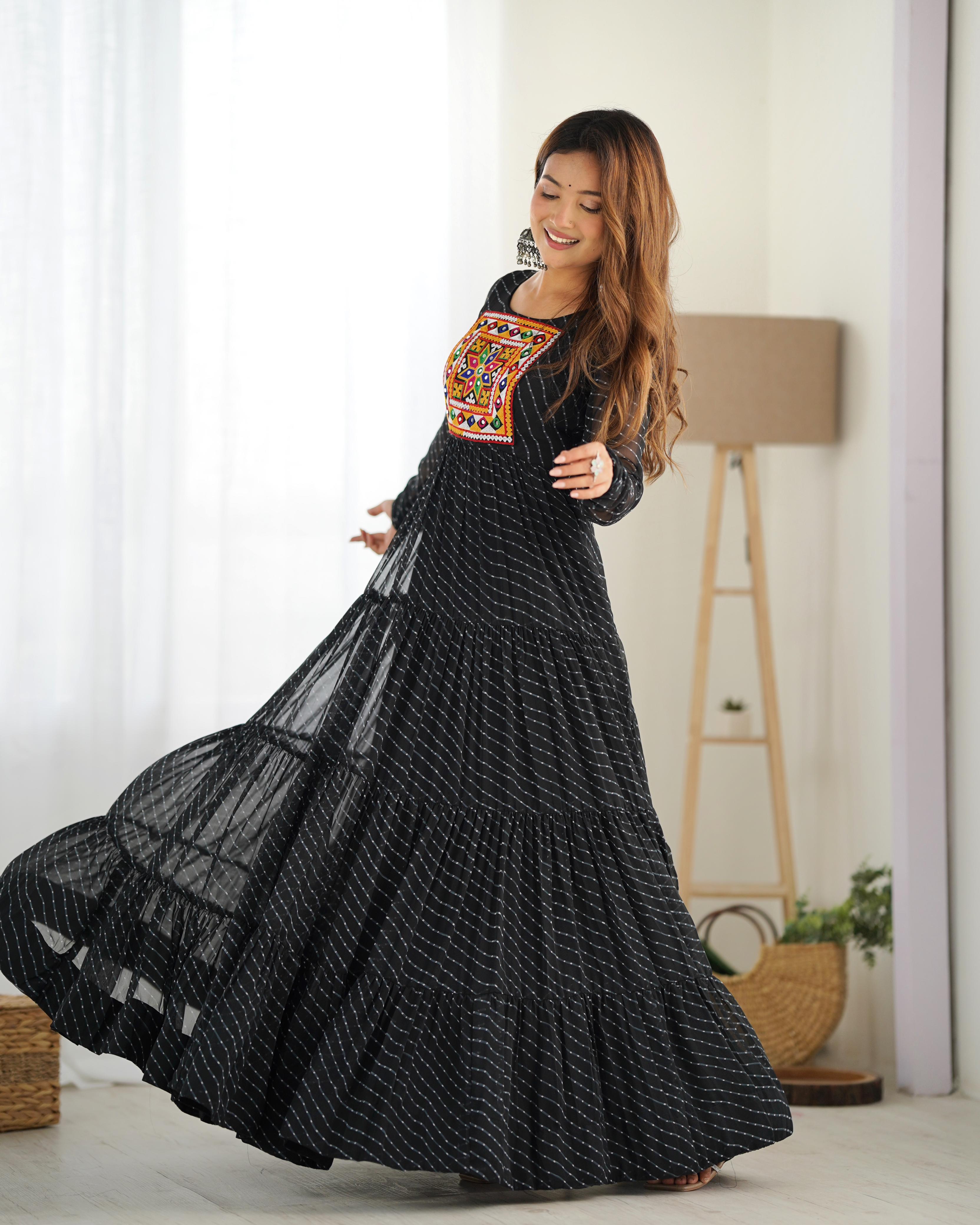 Heavy Pure Soft Fox Georgette Laheriya Print Gown