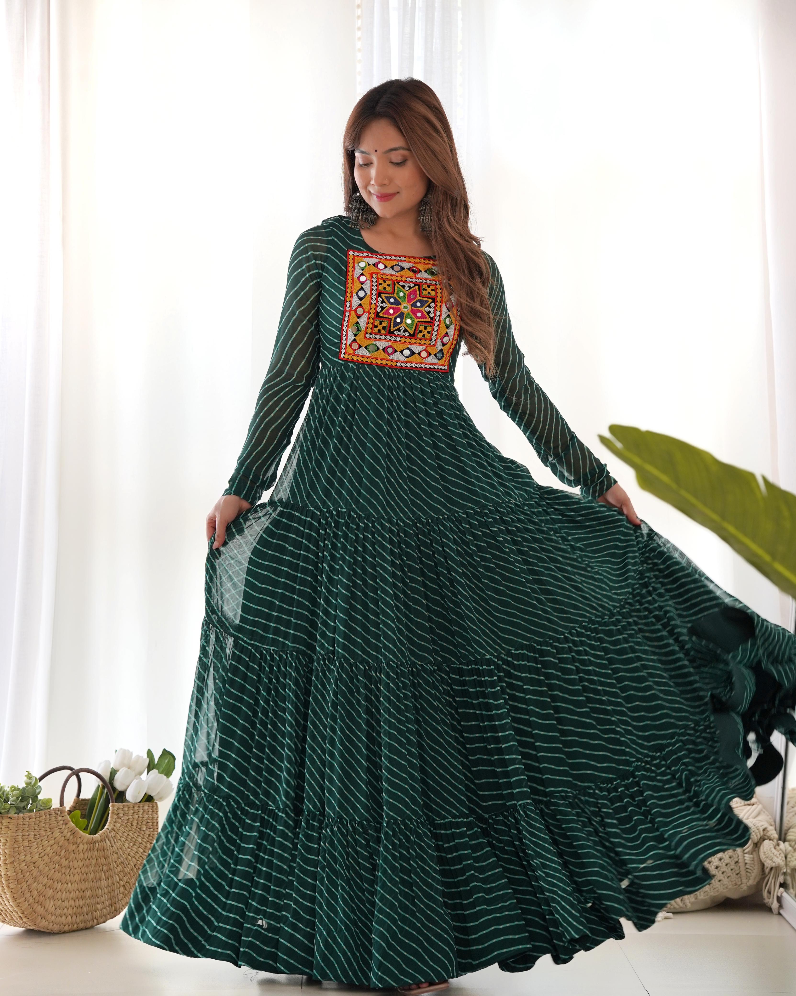 Heavy Pure Soft Fox Georgette Laheriya Print Gown